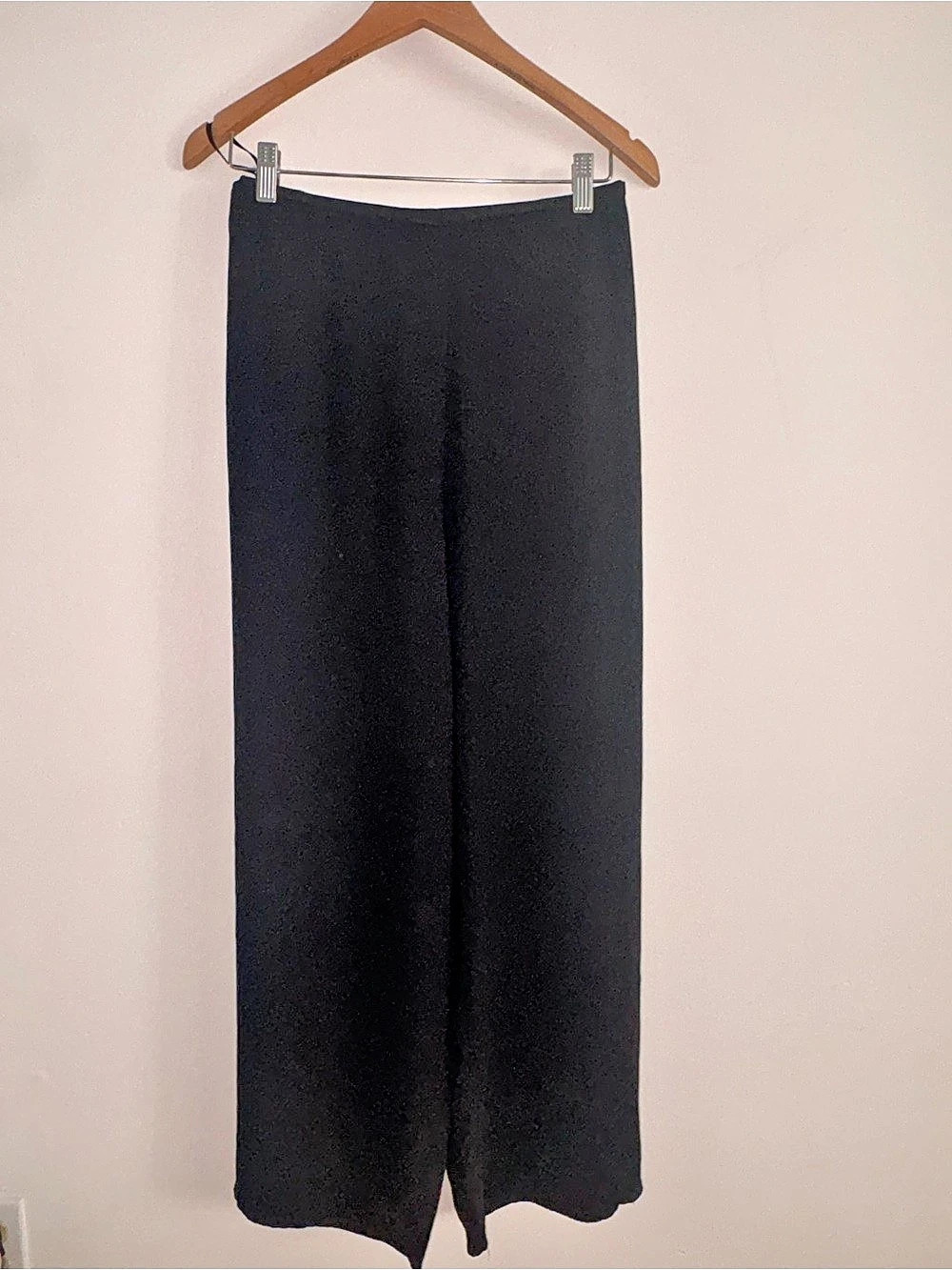 Eileen Fisher Wide Leg 100 percent Silk Pants in Black Size Large